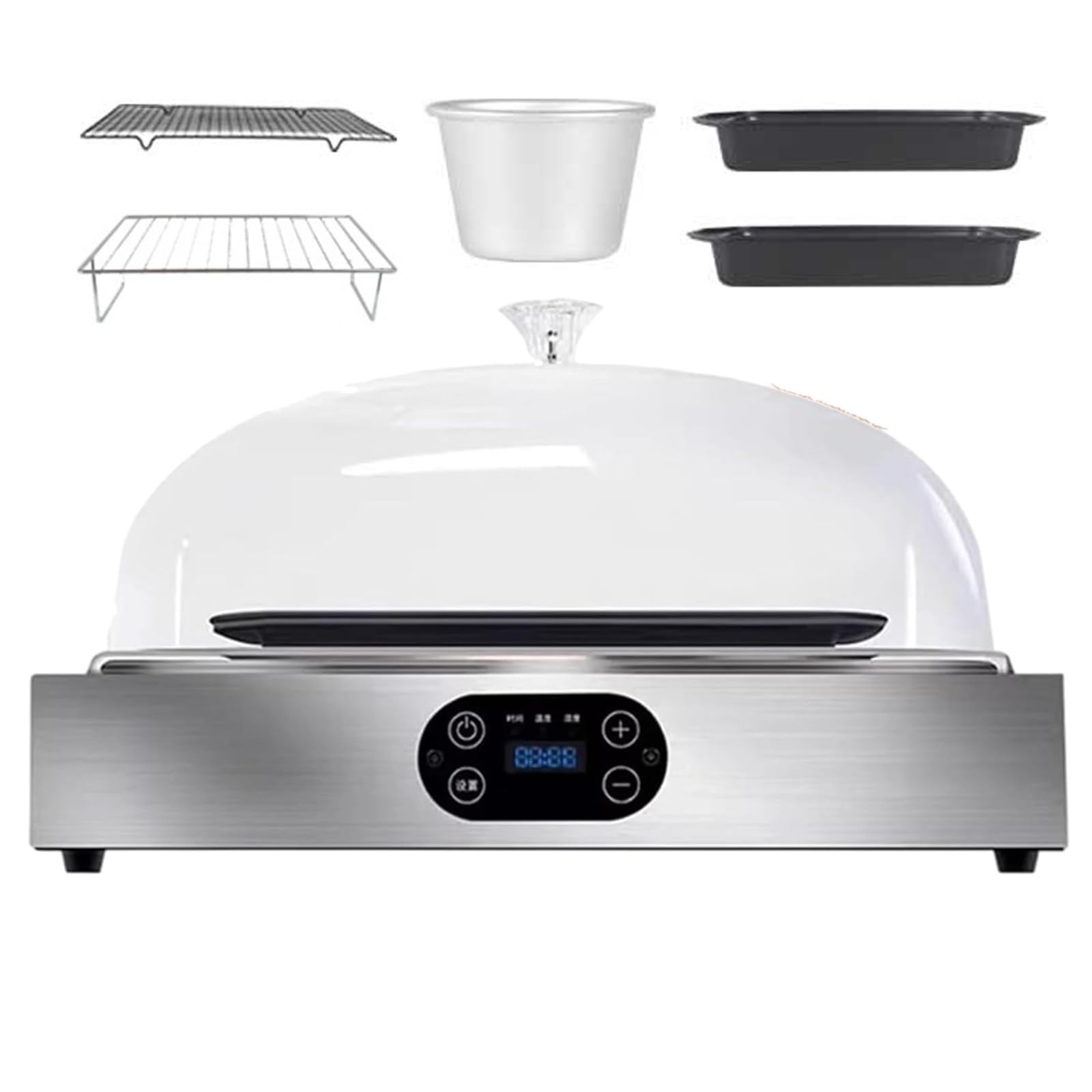 UMJIGF Electric Dough Proofer Machine, Stainless Steel Liner Bread Proofer Box - Comes with 2 Dough Tray, 2 Grid Rack, 1 Water Cup - Commercial Baking Proofing Box for Fermentation,