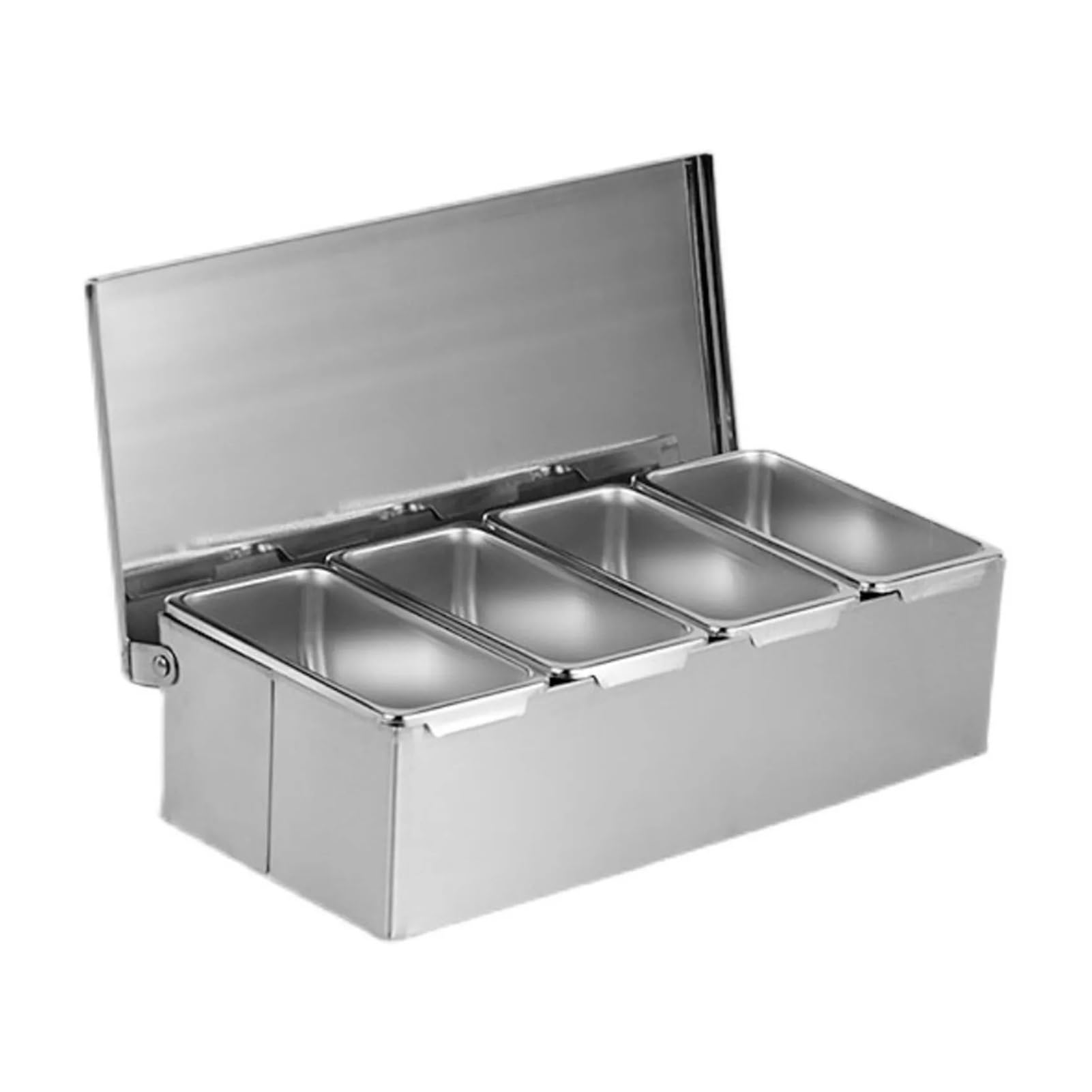 UBOHUZ Spice Box, Stainless Steel Multi-compartment With Lid, 4 Compartment Trays Kitchen Large Capacity Storage for Kitchen Condiment