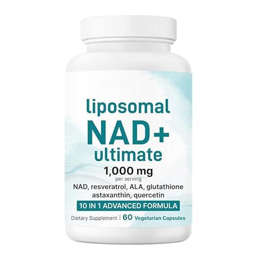 Capsules liposomales NAD+, formule avancée 10 en 1 avec resvératrol, ALA, glutathion et plus encore - 60 capsules