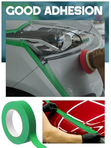 Image of Marspark 6 Rolls 1.5 Inch x 55 Yards Green Automotive Refinish Masking Tape Bulk No Residue Heat Resistant Painters Tape for Car Vehicles Auto Body Multi Purpose Paint Tape