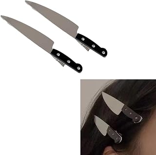 Mini Goth Horror Hair Accessories - Knife Hair Clips, Costume Cosplay Barrettes, Punk Hair Pins for Women and Girls, 2Pcs