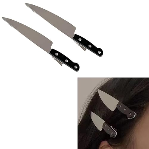 Mini accesorios góticos para el cabello de terror – Pinzas para el pelo con cuchillo, pasadores de cosplay de disfraces, horquillas punk para