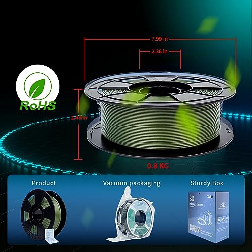 Image of ZIRO Carbon Fiber PLA Filament 1.75mm, CF-PLA 3D Printer Filament, Reinforced PLA Colorful 0.8KG, 15% Carbon Fiber Contained Spool, Fits for Almost All FDM 3D Printers, 1.76lbs, Military Green