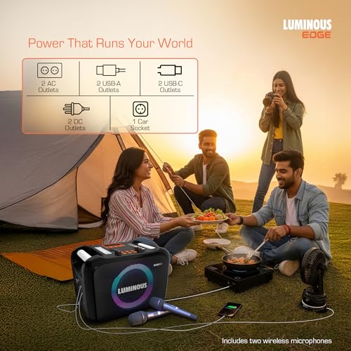 Image of Luminous Edge Go Soundbox 1500 Portable Power Station | Built-In 90W Speaker, Woofer, 2 Wireless Mics, SOS Light, 8 Ports, 1120Wh LiFePO4 Battery 10 Yrs Life|1200W AC Output, 5Yrs Replacement Warranty