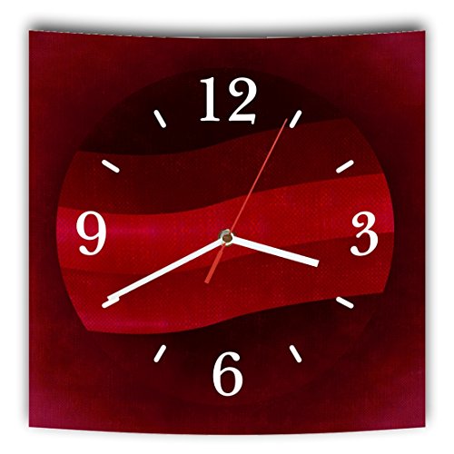 Homeyourself LAUTLOSE Designer Wanduhr mit Spruch Rot schwarz modern rund grau weiß modern Dekoschild Abstrakt Bild 29,5 x 28cm Cover