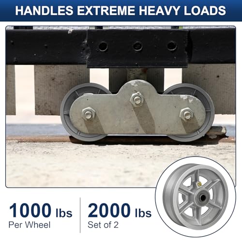 Image of 6 Inch V-Groove Steel Wheel, 7 /8 inch Wide 90 Groove, Fits 1 inch Angle Iron Track, Heavy Duty Industrial Track Wheel with Relief Groove, High Load Capacity(4 Pack)