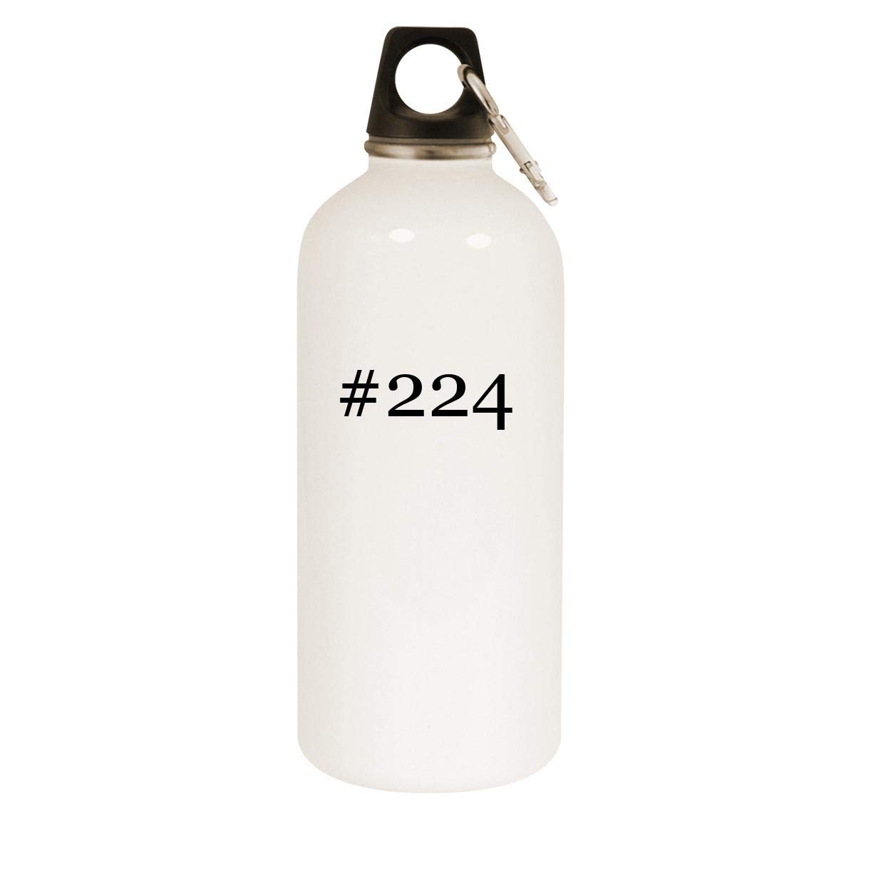 #224-20oz Hashtag Stainless Steel White Water Bottle with Carabiner, White