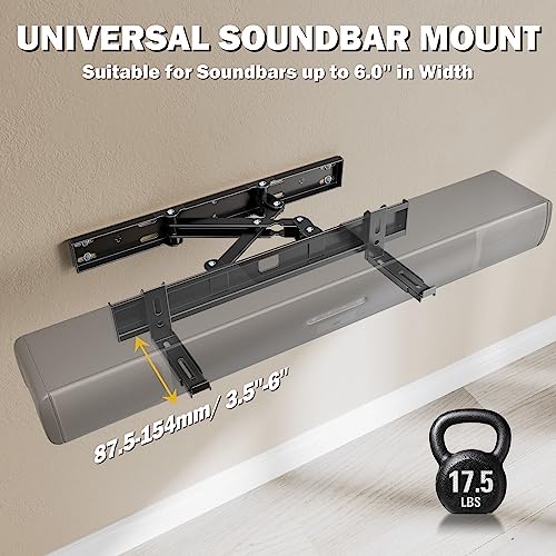image for Mounting Dream Universal Soundbar Mount, Sound Bar Bracket Extends 3''
