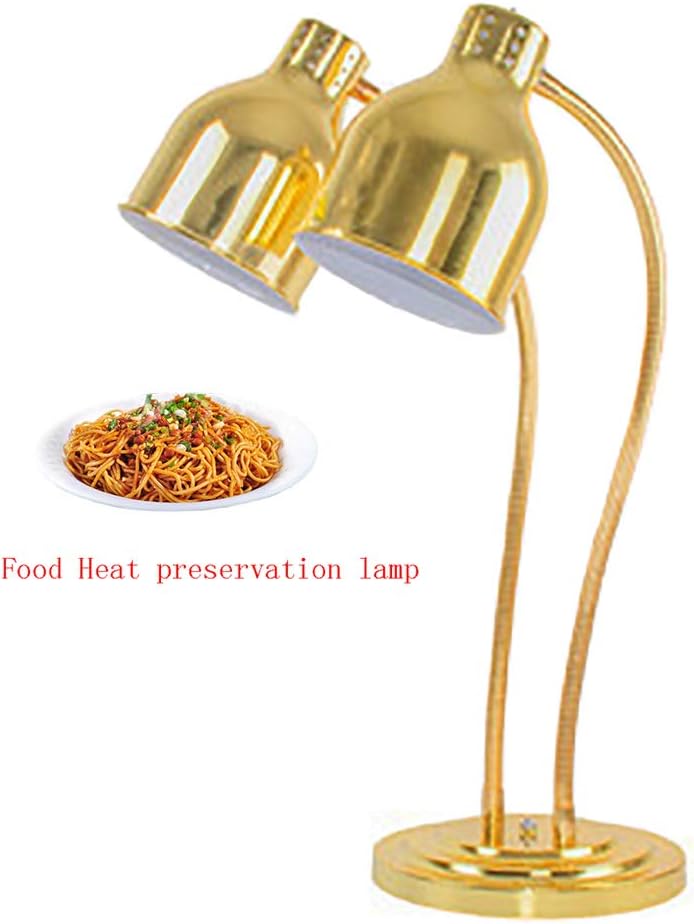 JLNHSDR Buffet Heat Lamp - Double Head Food Warmer lamp - 250W Power Infrared Bulb - Suitable For Kitchen, Restaurant,Gold