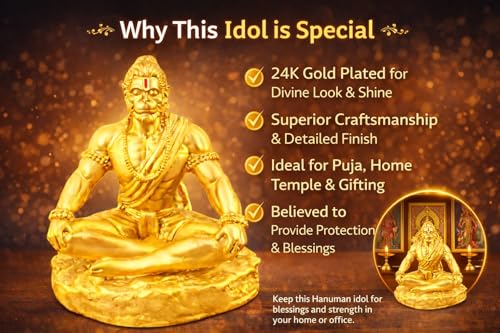 Image of Yadava Bahubali Hanuman Ji Idol for Car Dashboard & Home | Bajrangbali Murti for Pooja Temple, Office & Spiritual Decor