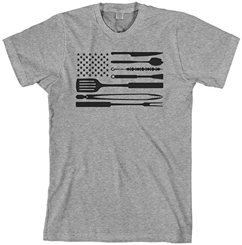 Threadrock Men's Barbecue Tools American Flag T-Shirt 2XL Sport Gray | Black Flag