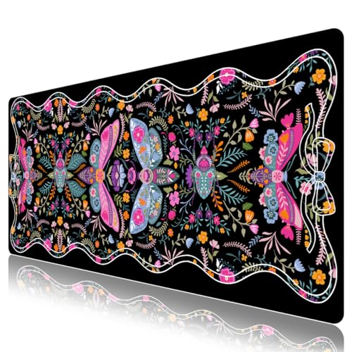 Joli tapis de bureau avec bords cousus durables et grand support de souris antidérapant