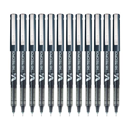 Pilot Hi-Tecpoint V5 Pen, Black (Pack of 12)