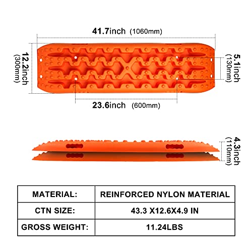 X-BULL New Recovery Traction Tracks Sand Mud Snow Track Tire Ladder 4WD (Orange, 3gen)