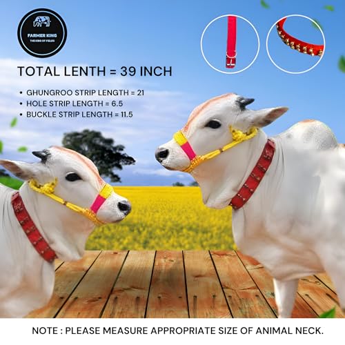 Image of Farmer King MAT Cow /Buffalo /Bull /Horse Ghungroo Neck Belt, Rock Strong Collar, Ghungroo Patta, 1 Meter A