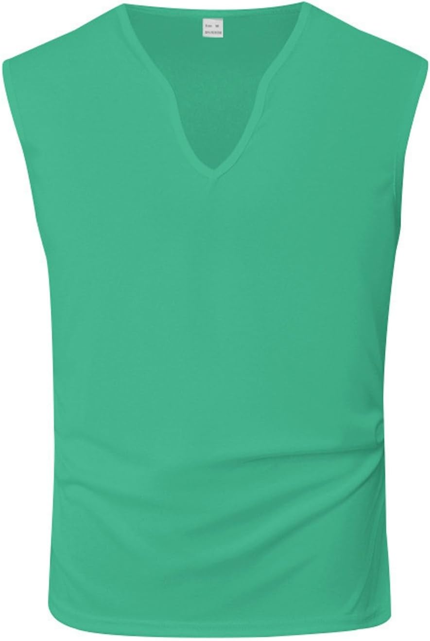 Tank Top Men's Sleeveless Tank Top Sports Fitness Muscle Shirt Cotton Tank Top V Neck Undershirt Basic Stretch Training Shirt Lightweight and Airy Tank Tops Summer Sportswear