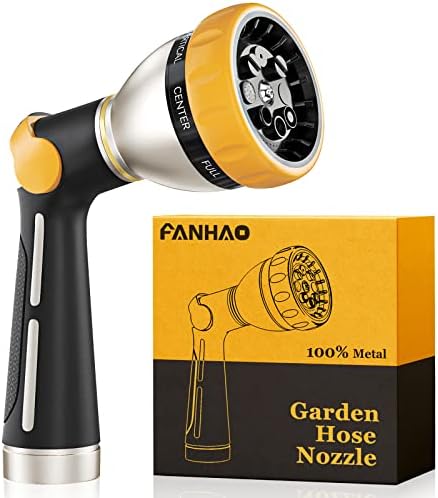 FANHAO Garden Hose Nozzle, 100% Heavy Duty Metal Spray Nozzle with Thumb Control, High Pressure Water Nozzle with 8 Adjustable Spray Patterns for Watering Plants, Washing Cars and Showering Pets - Thumbnail 3
