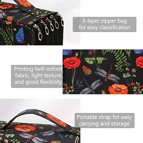 Image of Vomgomfom Colored Pencil Case - 252 Slots Pencil Holder with Zipper Closure Twill Fabric Large Capacity Pencil Case for Watercolor Pens or Markers, Pencil Case Organizer for Artist (Black)