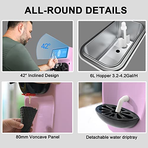 Gseice Commercial Ice Cream Maker Mchine, 7 Inch Lcd Touch Screen 4.2 To 4.7 Gal/H Soft Serve Machine With Pre-Cooling Frequency Conversion,1050W Soft Serve Ice Cream Machine With 1.6 Gal Tank (Pink)… #TOP5