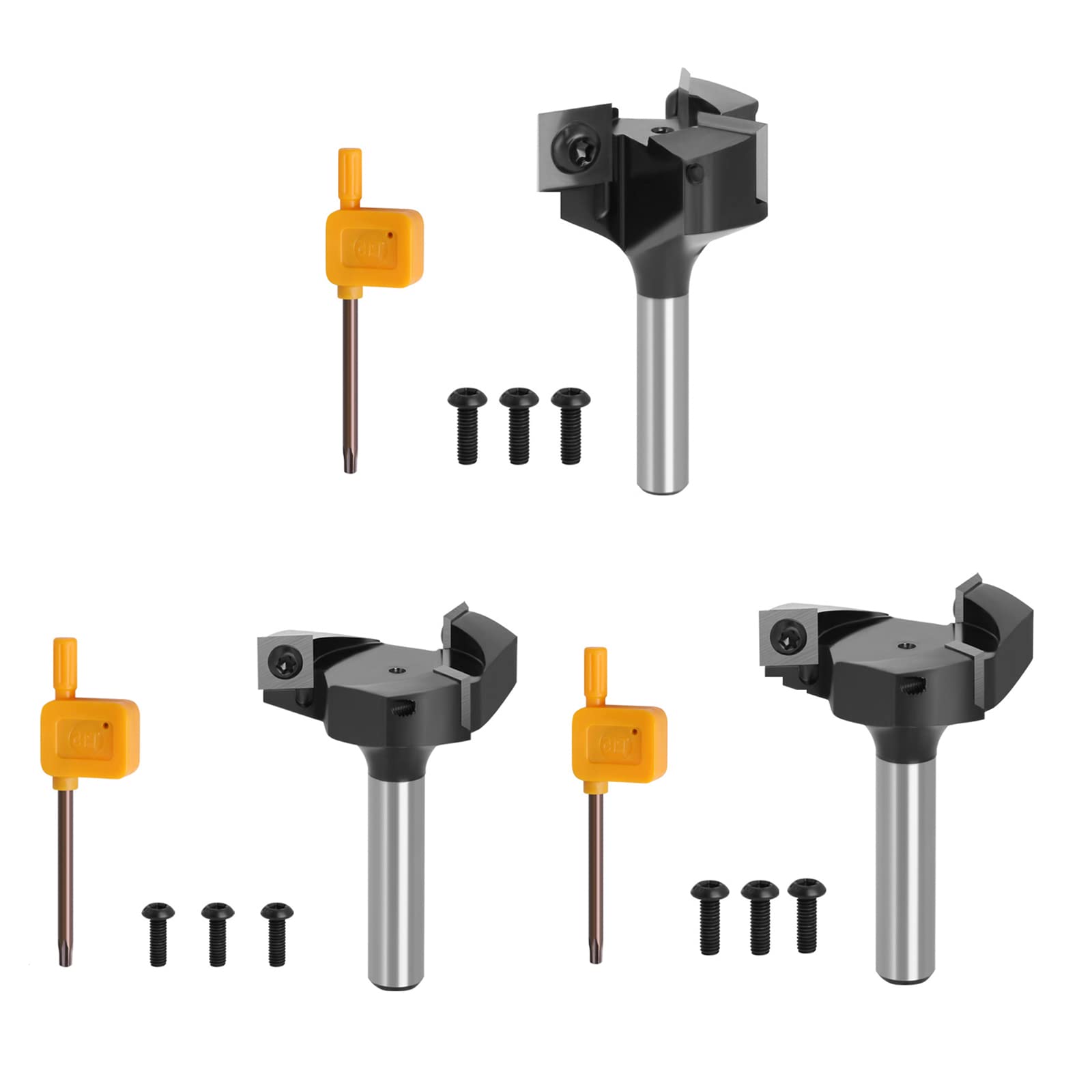 Durable - Punta per fresa a 3 lame per fresa a 3 lame con gambo da 8 mm e 12 mm, per fresa a inserto per superfici W, gambo da 8 mm, 12 mm, fresa a 3 lame