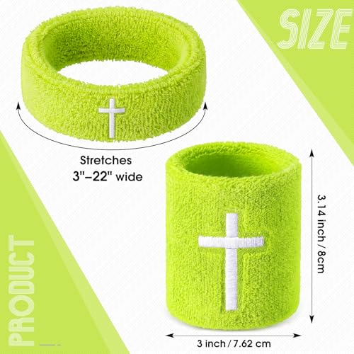 Image of Soulchen 4 pcs Cross Bicep Bands Wrist Bands Christian Arm Sweat Wristbands Absorbent Armband for Men Women Football Baseball Players Sports Activities Supplies