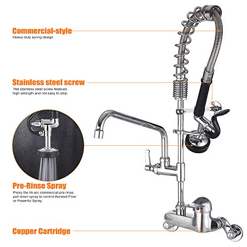 image for MSTJRY Commercial Faucet with Sprayer, Commercial Sink Faucet with Pre