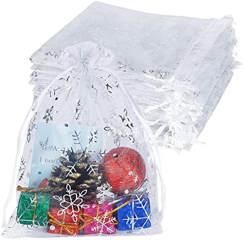 White Organza Gift Bags 5x7 Inch 100pcs Mesh Jewelry Pouches Drawstring - View #6