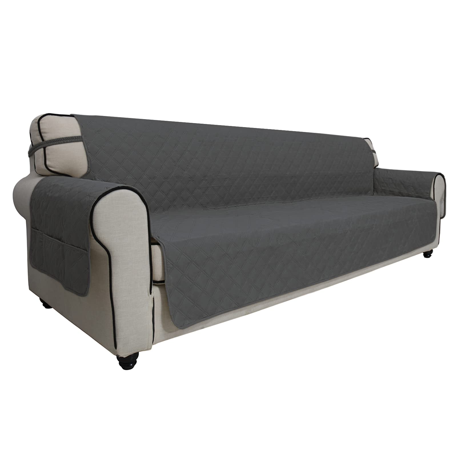 Easy-Going Sofa Slipcover Waterproof Sofa Cover Couch Cover for 4 Cushion Couch with Elastic Straps Washable Non-Slip Furniture Protector Cover for