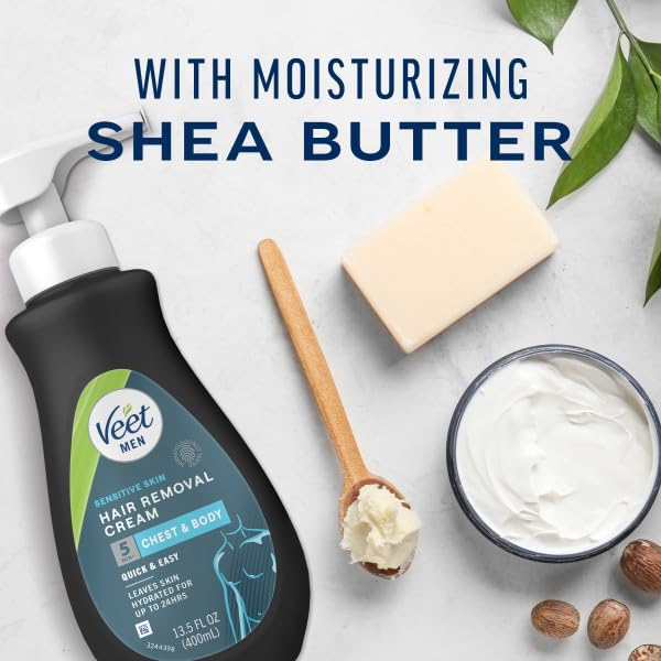 Miniatura 6 de Veet Crema depilatoria para hombres para pieles sensibles, 13.5 onzas líquidas, aspecto limpio de acción rápida sin dolor de larga duración, crema