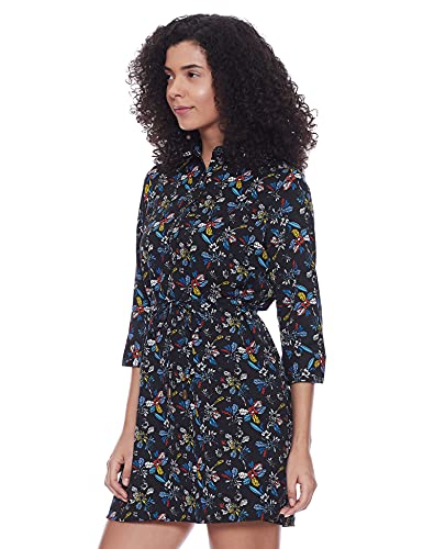 Image of Easybuy Women's Rayon A-Line Below The Knee Casual Dress (SU21AC02LW Black XS)