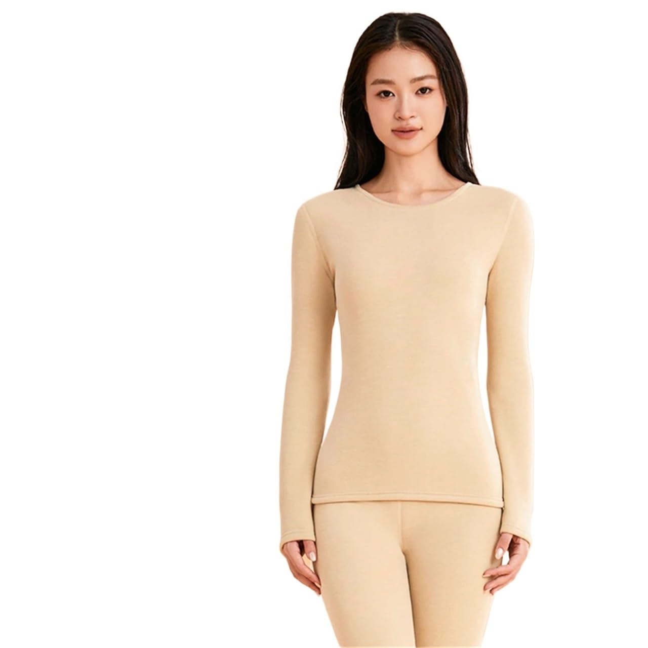 Conjuntos Térmicos Para Mujer Ropa interior térmica sin costuras for mujer, pantalones de manga larga con cuello redondo, conjunto de dos piezas, traje de lencería suave y cálido de terciopelo Conjunt