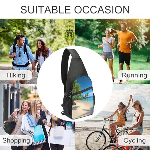 Mochila de Pecho Sling Bag con Estampado Playero Blanca miniatura 6