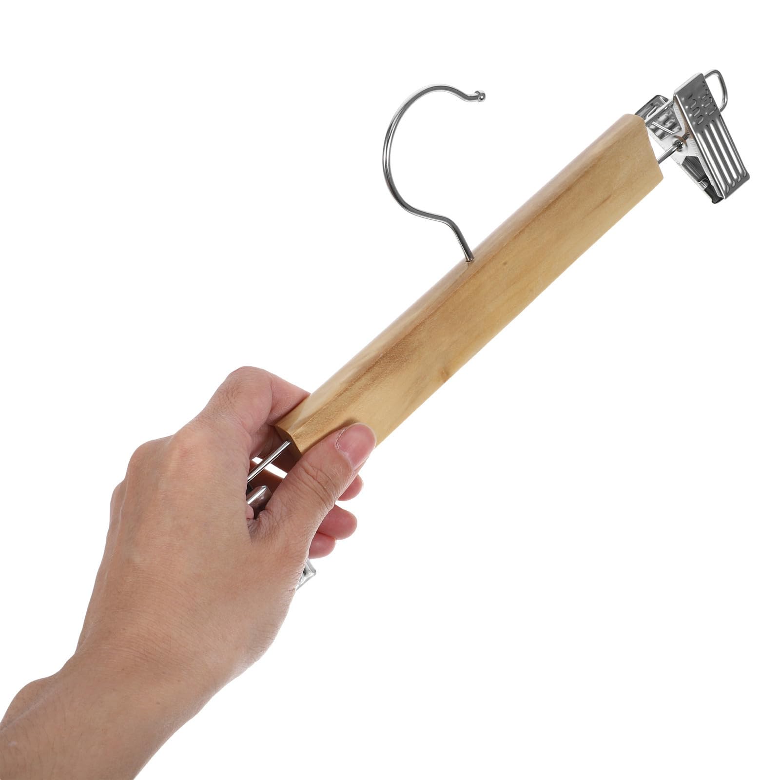 MAGICLULU 10 Pezzi Grucce Appendi Pantaloni in Legno con Clip in Acciaio Inossidabile Resistenti e Antideformazione per Organizzazione Armadio Salvaspazio e Uso Quotidiano