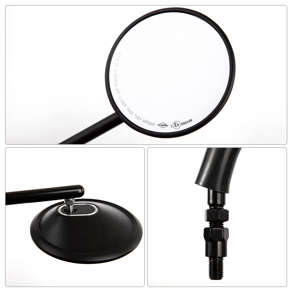Rétroviseur latéral de moto rond E9 CNC rétroviseur 10mm vis pour Cafe Racer Bobber Chopper