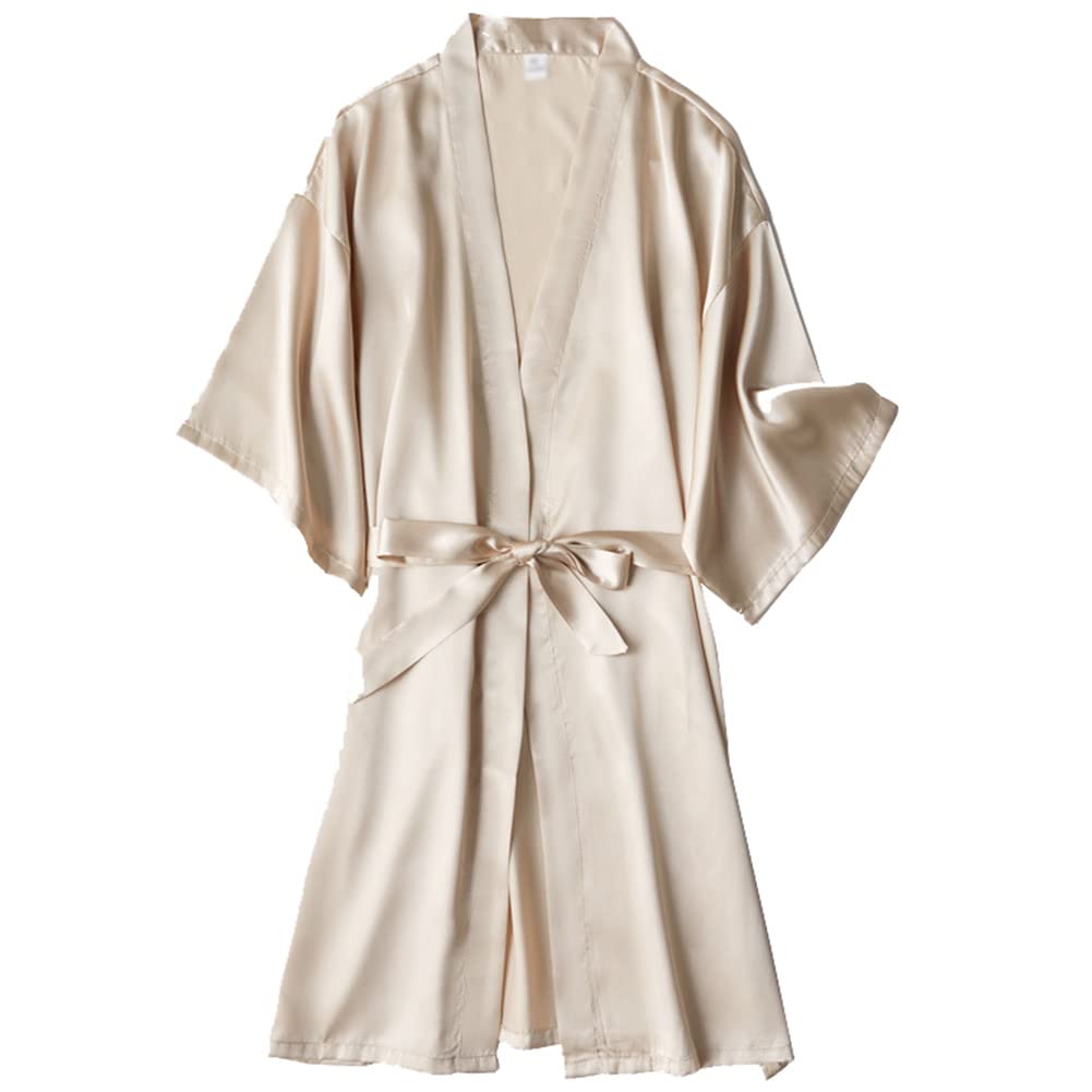 Xiinxigo Women's Champagne 1 Dressing Gown For Party Robes, Satin Kimono Robes, Bathrobe, Nightdresses Sleepwear Dressing Gown,,2Xl