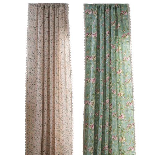 Cortinas decorativas de polialgodón con borlas para ventanas de salón 4