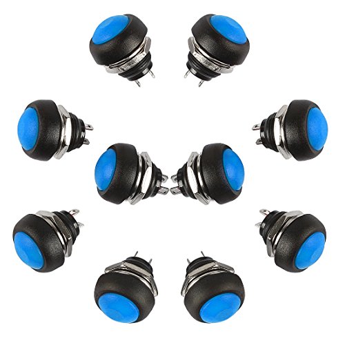 Larcele 10 Pieces 12mm Waterproof Push Button Momentary On Off Switch ANKG-01 (Blue)