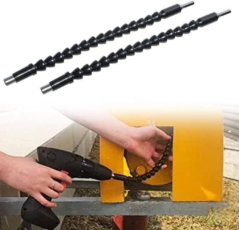 2 Pack Flexible Drill Bit Extension - 360°Hand Protector - 11.8 Inch Flexible Shaft Extension - Drill Extension Tool for Connect Drive Shaft Tip Drill Bit Kit Adaptor (Flexible Black x 2)