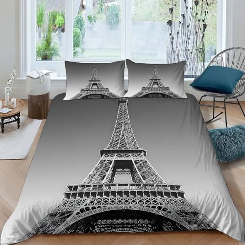 Housse de Couette Eiffel Tower 3D King 220x240 en microfibres ultra douce - 4
