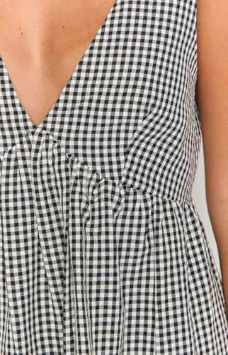 Image of Women Tie Shoulder Mini Dress Floral Ruffle Babydoll Dress Boho Square Neck Sundress Cute Summer Dresses