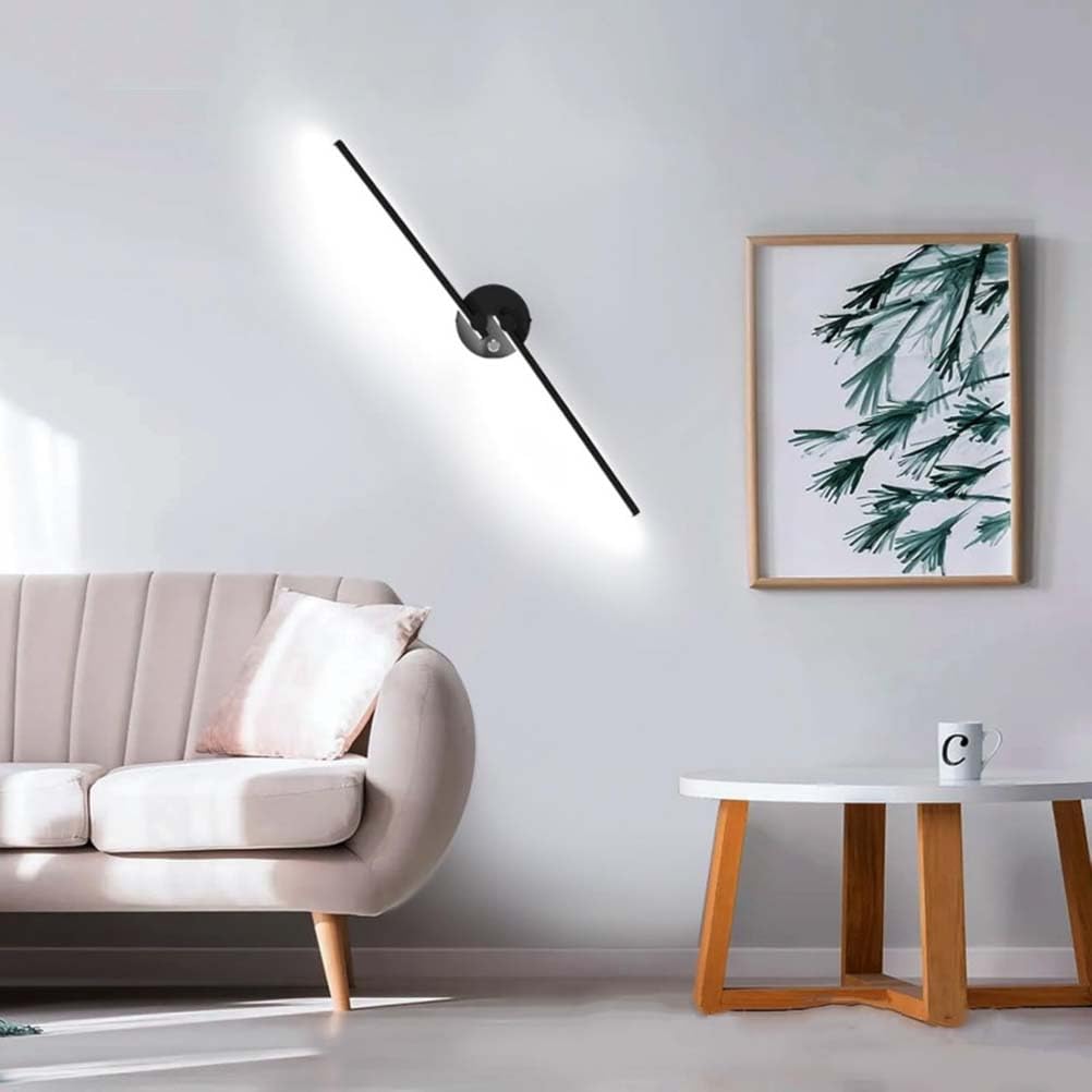 AoLa Lámpara LED de Pared de 12W con Interruptor Luz de Pared Larga Aplique orientable Flexible de 2 Llamas Lámpara de mesilla de Noche de Metal Blanco cálido 3000K Negro