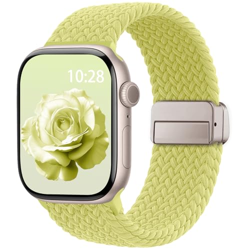 Image of Braided Stretchy Band Compatible with Apple Watch Bands 38mm 40mm 41mm 42mm 44mm 45mm 46mm 49mm Women Men, Soft Nylon Solo Loop Magnetic Sport Strap for iWatch Series 11 10 9 8 7 6 5 4 3 2 1 SE Ultra