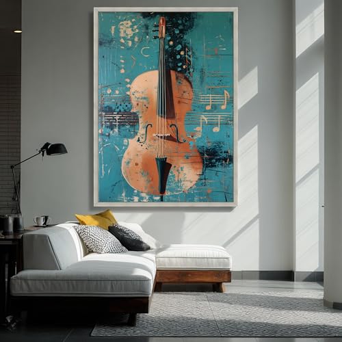 Peinture abstraite de violoncelle sur toile déco murale 50x70