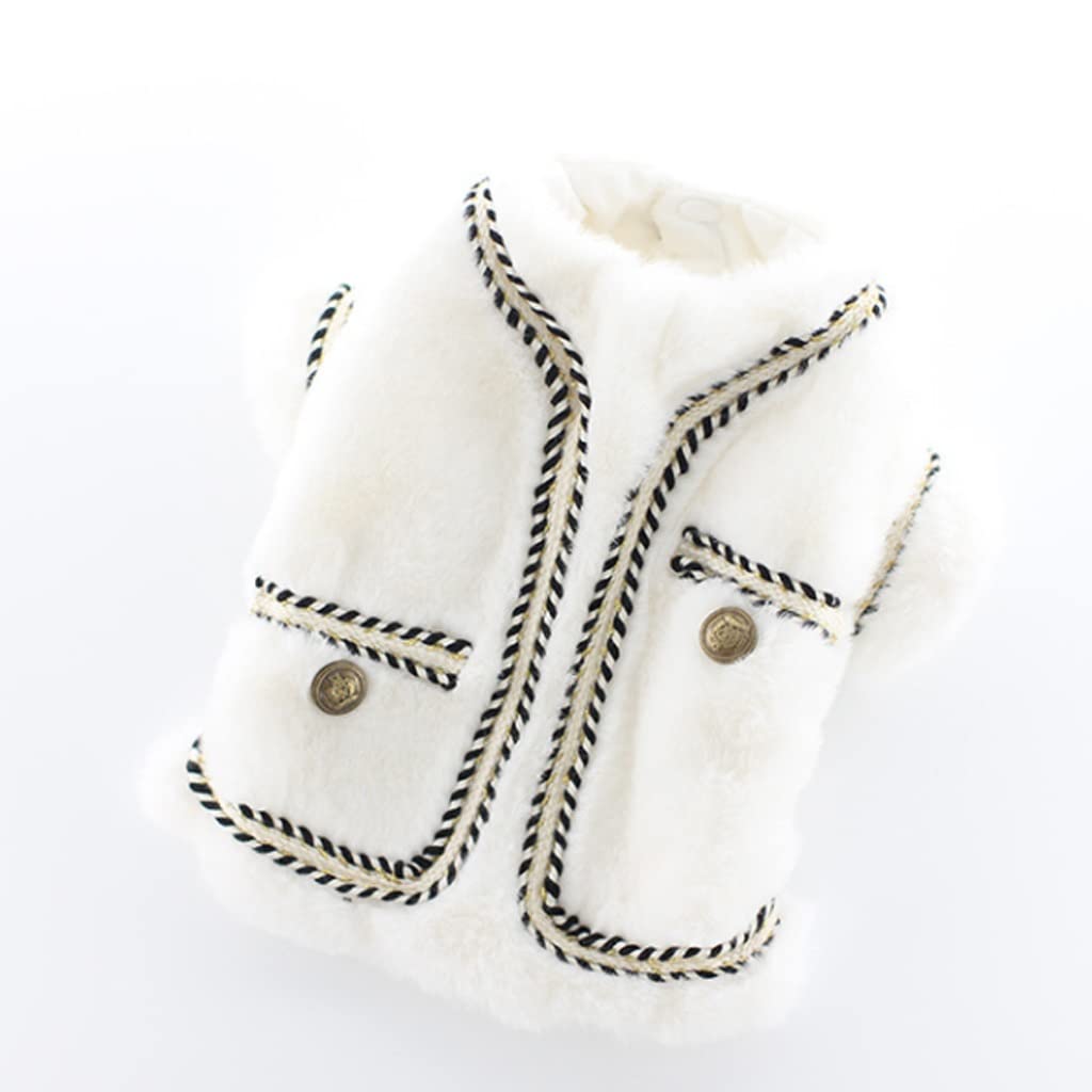 Vêtement pour chiot en velours blanc taille L : un pull chaud et doux