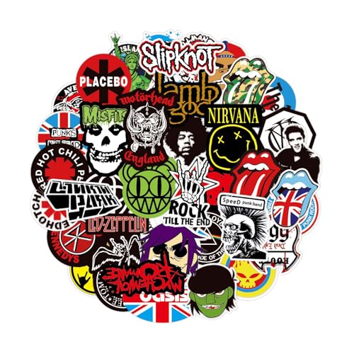 100 Stück Rock Band Punk Aufkleber, Classic Rock Sticker Pack für...