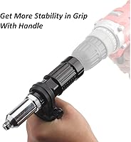 Vista 3 de Kit de adaptador de pistola de remache LSLANSOON con mango de agarre, accesorio de taladro para remache, herramienta manual de inserción de tuerca
