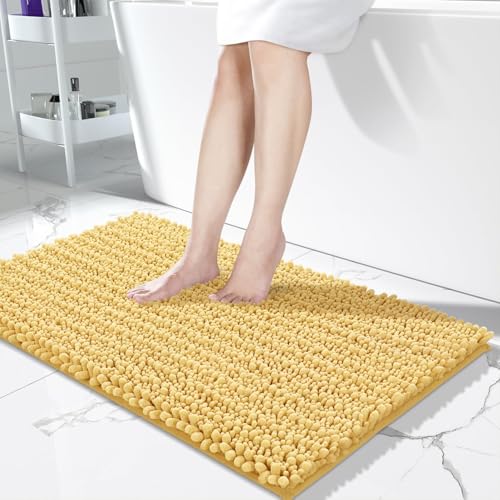 l Luxury Chenille Bath Mat, 44.1 x 24 Inches, Soft Shaggy and Comfortable, Large Size, Super Absorbent and Thick, Non-Slip, Mach