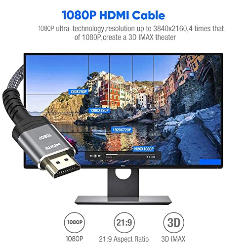 Highwings Long Hdmi Cable 30Ft, High Speed 18Gbps 2.0 Braided Cord-Supports (1080P 30Hz Hdr,Video Ultra Hd 1080P 3D Hdcp 2.2 Arc-Compatible With Ps4/3 Roku Tv/Hdtv/Ps5/Blu-Ray #TOP5