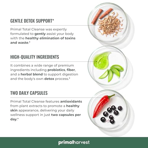 Primal Harvest Full Body Detox Cleanse, Primal Total Cleanse Works as Colon Cleanse, Liver Cleanse, Kidney Cleanse, Gut Cleanse, Bowel Cleanse, Intestinal Cleanse, & Stomach Cleanse, 60 Detox Pills - Image 5
