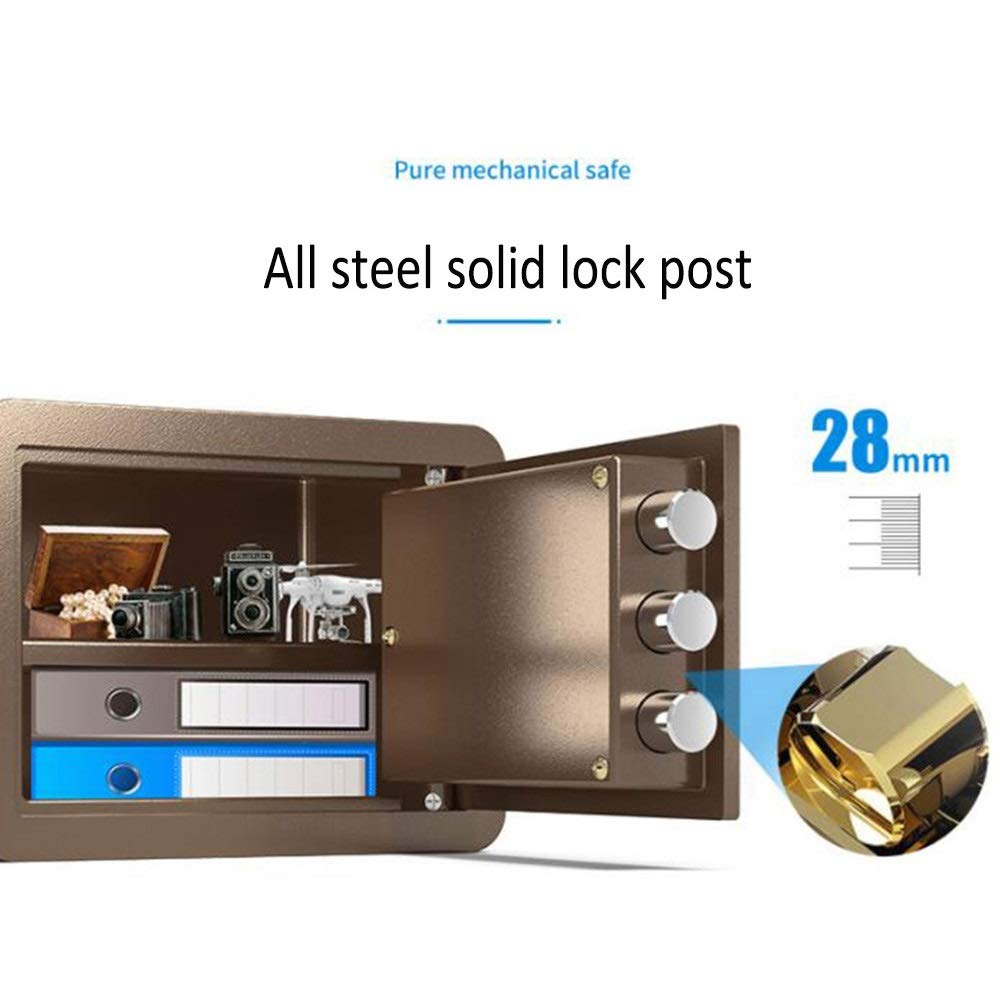 Cassetta di Sicurezza con Password, cassaforte Meccanica con Password, Armadio da 25 cm con Chiave Mini cassaforte Invisibile da Comodino con codice Ufficio Cassaforte antifurto Interamente